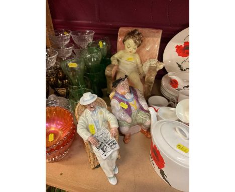 Royal Doulton figurine " Taking things easy" hn2680, Melbaware Henry VIII and an Italian Lenci style figurine of a seated chi