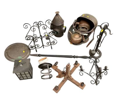 Group of metalwares, lighting, etc