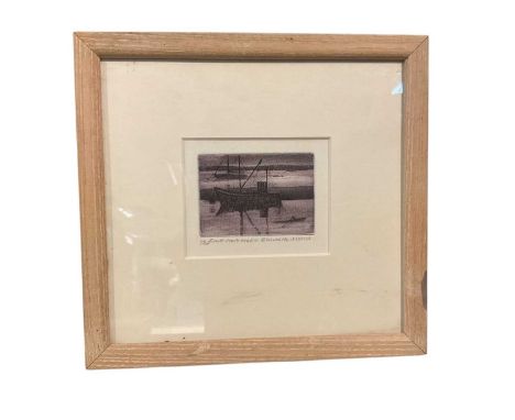 Elizabeth Morris etching, East Coast Boat III, signed, inscribed and numbered 29/100, image 5.5 x 7cm