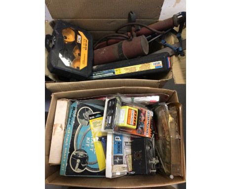Four boxes of old tools, parts and sundries