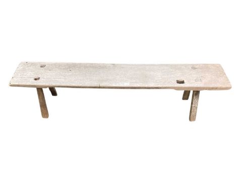 19th century weathered rustic oak bench 173cm wide, 30cm deep, 38.5cm high