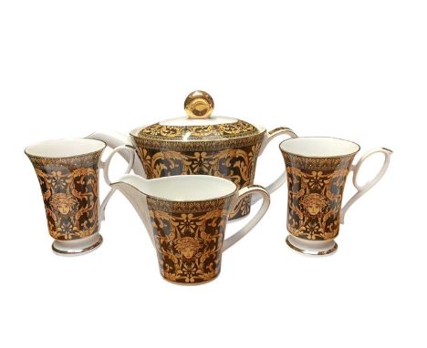 Versace style two person coffee setVery good condition with no chips or cracks. Looks to be unused ( no box) Teapot is 17.5cm