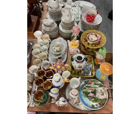Collection of royal commemorative mugs, Vienna style cups and saucers and assorted ceramics and ornaments
