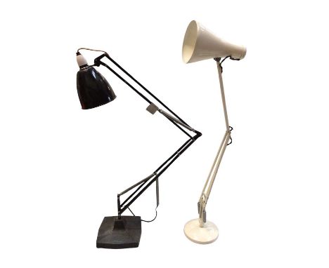 Vintage Herbert Terry &amp; Sons cream anglepoise lamp and another black anglepoise lamp (2)