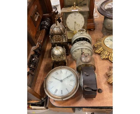 Three alarm clocks, two lantern clocks and other clocks (8).
