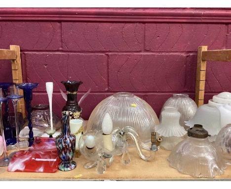 Vintage light fittings &amp; shades, plus other glass ware