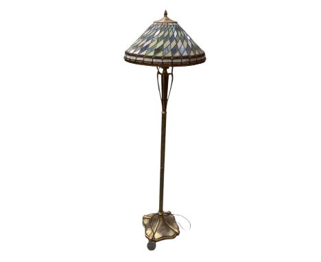 Tiffany-style standard lamp with glass shadeVery good condition