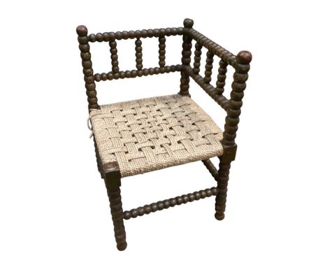 Victorian rush seated bobbin turned children's chair