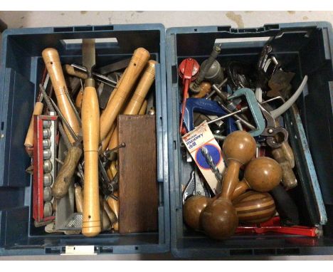 Five boxes of various hand tools and accessories