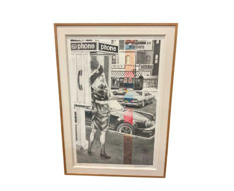 Anders Appelqvist (b. 1958) lithograph, Telephone booth, signed and numbered 77/250, image 86 x 54cm, glazed frame