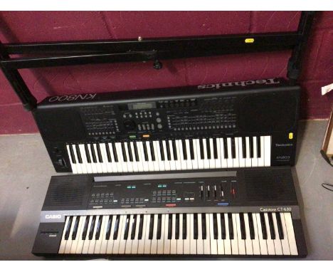 Two electric keyboards- Casio Casiotone CT-630 and Technics KN800 with stand 