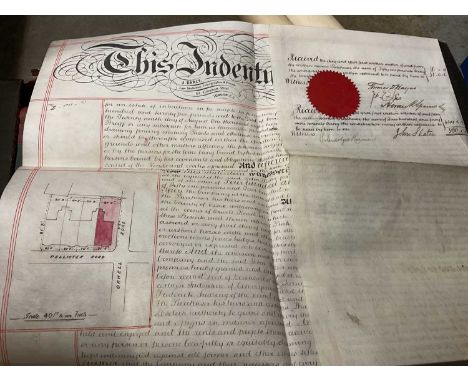 Victorian indentures, local street maps and old newspapersThe maps in this lot are Ordnance Survey Maps dated 1955 and 1956 -