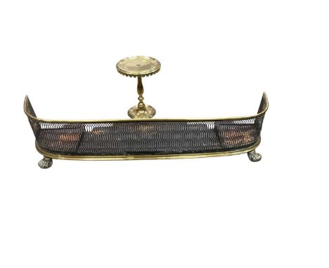 Victorian brass fender, together with a brass trivet (2)