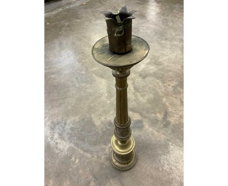 Victorian brass candlestick, 89cm high