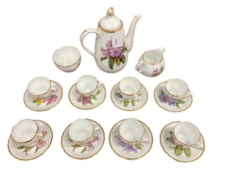 Spode eight place coffee set with floral decoration.