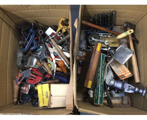 Five boxes of various hand tools, accessories etc
