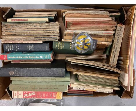 Group of vintage maps, automobilia related books and ephemera, and other ephemera (1 box)