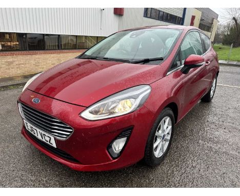 2017 Ford Fiesta Zetec, 1.1 petrol, manual, 3 door hatchback, reg. no. EJ67 VCZ, finished in red with a black cloth interior.