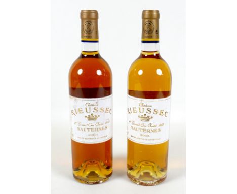 Vintage Wine: two bottles of Chateau Rieussec, one 2003 and one 2005, Sauternes, Grand Cru, U: low neck. (2) 