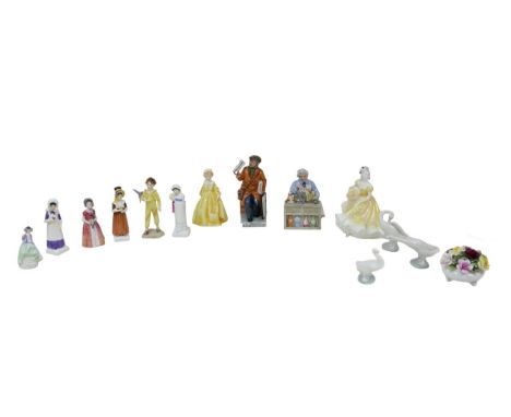 A collection of Royal Doulton Royal Worcester and Lladro figurines, including 'The China Repairer' (HN 2943), a limited editi