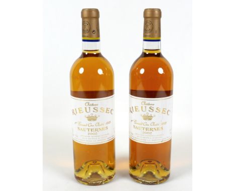 Vintage Wine: two bottles of Chateau Rieussec, 2002, Sauternes, Grand Cru, U: low neck. (2) 