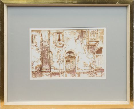 * HAMISH LAWRIE (SCOTTISH 1919 - 1987),DOORWAY, VENICE felt pen on paper, signed 16cm x 24cm Mounted, framed and under glass