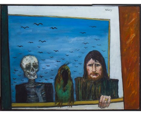 * JOHN BELLANY CBE RA HRSA (SCOTTISH 1942 - 2013), SELF PORTRAIT, HOGMANAY, 1968 oil on board, signed, further signed, titled