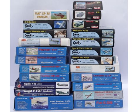 MPM, Paula, AML, ATTACK, Smer a boxed 1:72/1:48 scale group of military aircraft model kits (see photo for model names). Cond