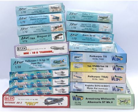 Azur, Bilek, Valom &amp; Octopus a boxed 1:72/1:32 scale group of military aircraft model kits (see photo for model names). C