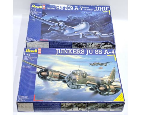 Revella boxed pair of 1:32/1:48 scale military aircraft model kits to include; 04666 - Heinkel He 219 A-7 &amp; 04531 - Junke