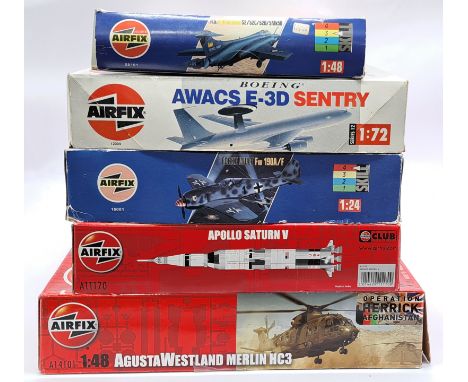 Airfix a boxed mixed scale militray aircraft/spacecraft model kit group to include; A11170 - Apollo Saturn V as well as other