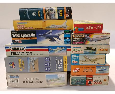 Matchbox, Novo &amp; Similar, a boxed Group of 1:72 Scale Aeroplane Model Kits. Includes Mystere IV.A with others. Although u