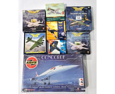 Corgi Aviation Archive &amp; Airfix, a boxed mixed group of Military Diecast Aircraft and Civilian Plastic Kit to include Air