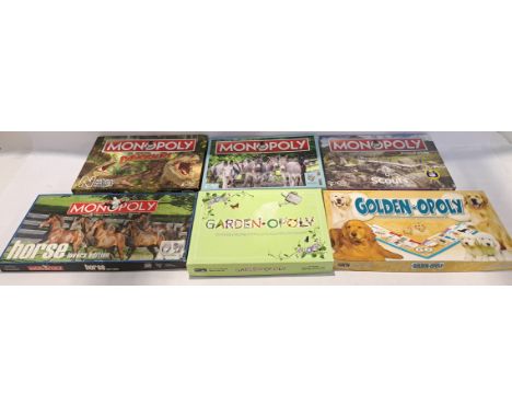 Hasbro, a boxed Group of Nature &amp; Wildlife Themed Monopoly Sets. Includes Gardenopoly, Scouts with others. Although unche