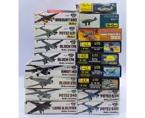 Heller Humbrol/Musee a boxed 1:72 scale group of military aircraft model kits, to include; 80390 - AMIOT 143, 80397 - Bloch 2
