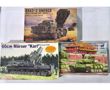 Meng &amp; Dragon &amp; Bronco Models, a boxed group of 1:35 scale Military Vehicle plastic kits comprising of Meng SS-009 (S