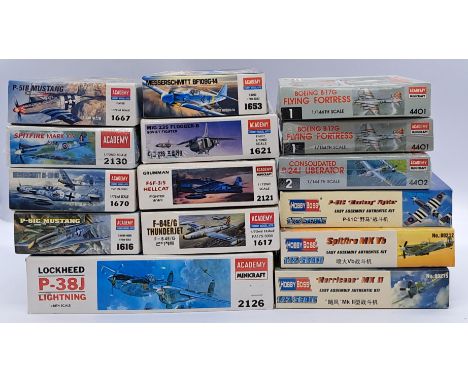 Academy Model &amp; Hobby Boss a boxed mixed scale group of military aircraft model kits (see photo for model names). Conditi