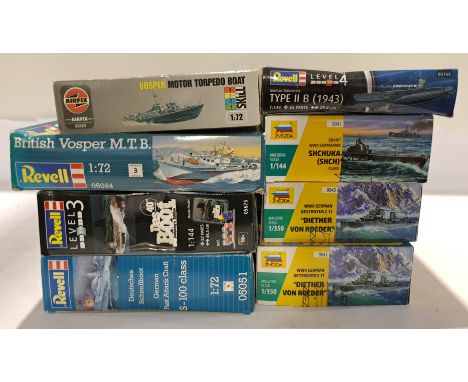 Revell, Zvezda &amp; Airfix, a boxed Group of Mixed Scale Boats &amp; Ship Model Kits. Although unchecked for completeness co