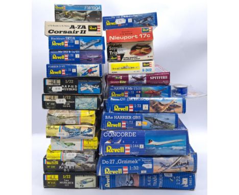 Heller &amp; Revell a boxed mixed scale group of mainly aircraft, as well as ship model kits. Conditions appear Good to Good 