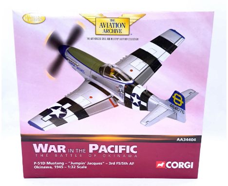 Corgi Aviation Archive, a boxed 1:32 Scale AA34404 P-51D Mustang FS/5th AF "Jumpin' Jacques" (War in the Pacific The Battle o