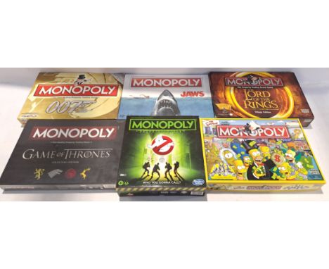 Hasbro, a boxed Group of TV &amp; Film Monopoly Sets. Includes The Simpsons, The Lord of the Rings with others. Although unch