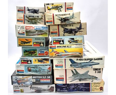 Monogram, a boxed mainly 1:72 &amp; 1:48 scale plastic kit group comprising mainly of military aircraft to include 74012 Brit