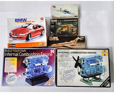 Revell, Airfix, Bburago &amp; Haynes, a boxed plastic kit group to include Haynes Internal Combustion Engine, Revell Jagdpant