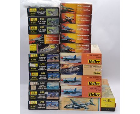 Heller a boxed 1:72 scale group of aircraft model kits, to include; 80349 - E-2C Hawkeye, as well as others. Conditions appea