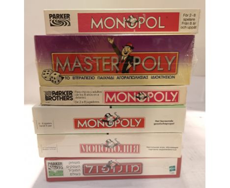 Hasbro, a boxed Group of International Monopoly Sets. Includes Hebrew, Russian with others. Although unchecked for completene