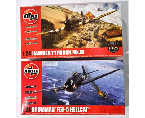 Airfix, a boxed pair of 1:24 scale Military Aircraft plastic kits comprising of A19002 Hawker Typhoon Mk.IB (D-Day 70th Anniv