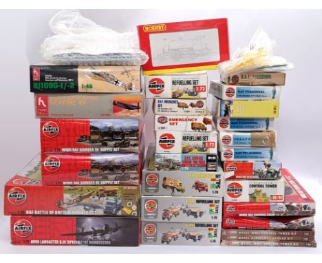 Airfix, Corgi, Hobby Craft a boxed and unboxed mixed scale group of military related model kits (lot to also include hornby O