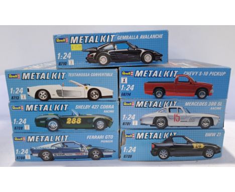 Revell, a boxed Group of Built 1:24 Scale Metal Model Kit. Includes Mercedes 300 SL Racing with others. Although unchecked fo