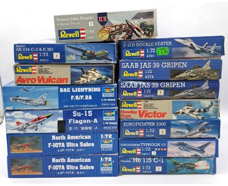 Revell &amp; Trumpeter, a boxed mixed scale plastic kit group comprising mainly of military aircraft and similar to include T