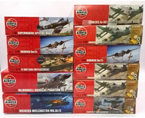 Airfix Military Plastic Kits, a boxed group of 1:72 &amp; 1:48&nbsp; scale military aircraft group to include A06016 McDonnel